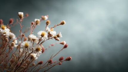 Delicate White Flowers: A Moody Botanical Study