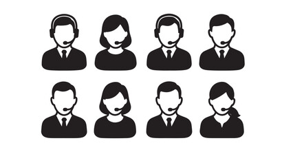 Call center agents avatar icons silhouette bundle