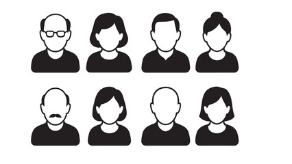 Senior citizens avatar icons silhouette bundle