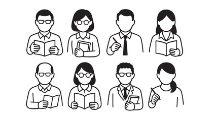 Teachers avatar icons silhouette bundle