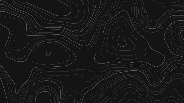 Contour Lines Mapping Abstract Topography in Dark Tones