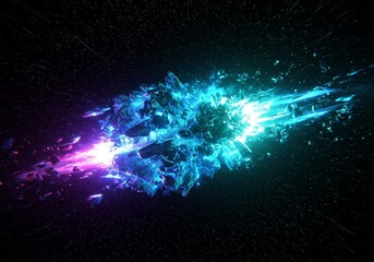 Abstract Illustration: Colorful Cosmic Explosion in Dark Space