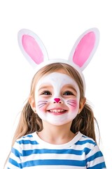 Child with bunny face paint