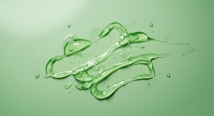 Abstract Photo of Green Aloe Vera Gel on Green Background