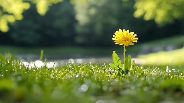 Yellow Flower in Green Grass