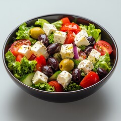 Vibrant salad bowl with fresh vegetables.