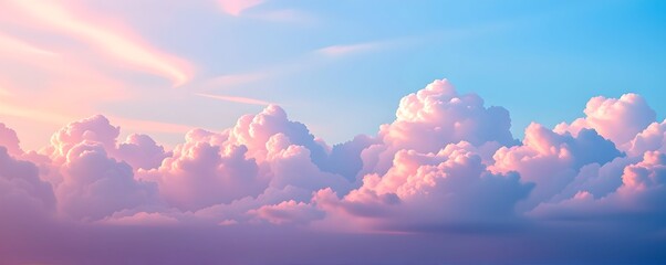 "soft cumulus formations in gradient pink to blue   wet on wet blending with feathery edges   calming meditation app background"