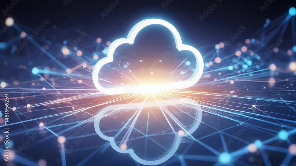 Poster digital cloud and network technology for data storage and cloud