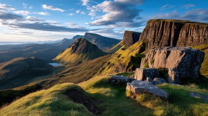 Fototapeta premium Majestic mountain peaks dawn panorama