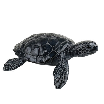 Sleek black sea turtle shell gleaming graceful swim dark ocean elegant on transparent background