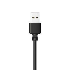 USB charging cable connector isolated on transparent background. 