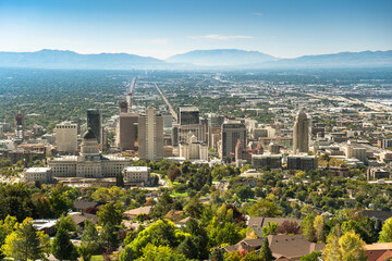 Salt Lake City Utah USA downtown city skyline view