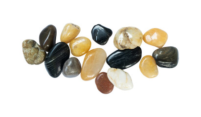 top view of pebbles stone isolated on white background