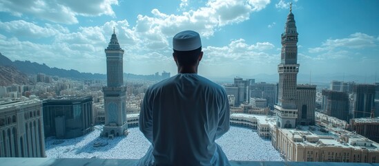 Man Overlooking Mecca Saudi Arabia View