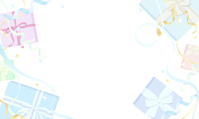 プレゼント箱のフレーム背景イラスト