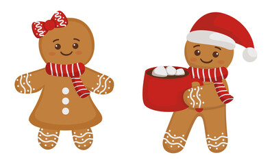 Gingerbread Characters with Mug of Hot Cocoa