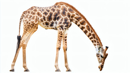 Obraz premium big, drinking, calm, clip art, endangered, gentle, giraffe, isolate, jungle, mammal, movement, peaceful, realistic, safari, spot, standing, tall, unique, wildlife, 