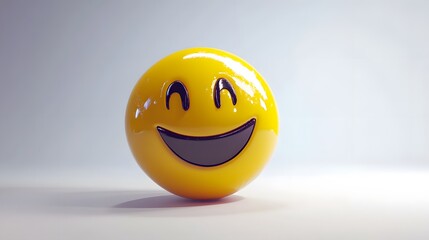 Fototapeta premium Bold 3D Smiling Emoji with Minimalist Background for Social Media and Happy Reactions