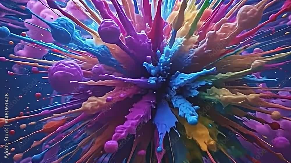 Aufkleber vibrant explosion of colors radiating outward creating dynamic visually striking effect. explosion c