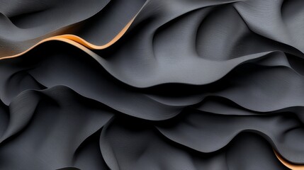 Abstract Gray Waves with Orange Accents