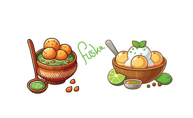 fuska, pani puri vector,doi fuska