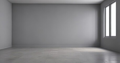 Empty gray minimalist room, bare walls, simple design, light, empty, grey