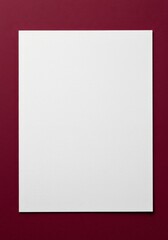 Blank White Paper on Burgundy Background Mockup