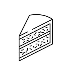 Birthday Piece Cake Element Outline