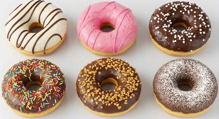 Assortment of donuts with various toppings