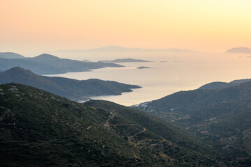 The coast of the island of Amorgos in the Aegean Sea. Cyclades, Greece