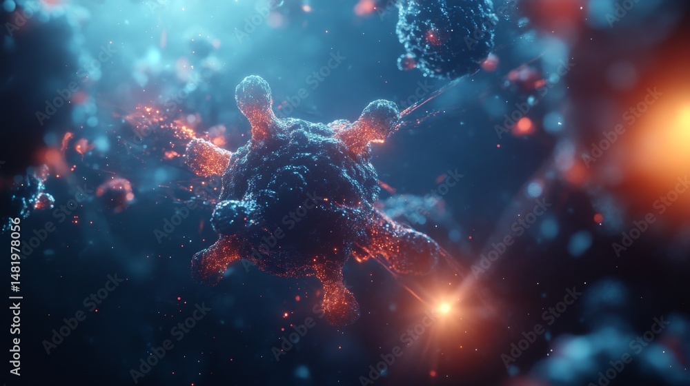 Poster hyper realistic 3d rendering of cells with ant aesthetics and details