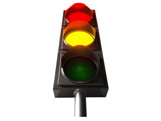 Realistic Traffic Light PNG with All Lights On, traffic, green, red, stop, stoplight, road, traffic light, signal