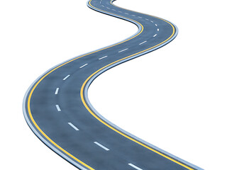 Winding Road PNG with Yellow Lines, Transparent Background