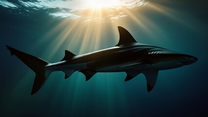 Fototapeta premium Great Shark (Sphyrna mokarran) Silhouette