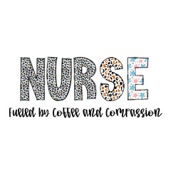 Nurse Design with Leopard Print and Stars - Fueled by Coffee and Compassion