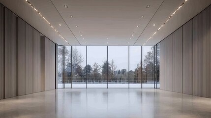 Fototapeta premium Modern interior with snowy landscape view