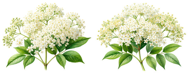  Watercolor Elder Flower Illustration Isolated on White Background PNG