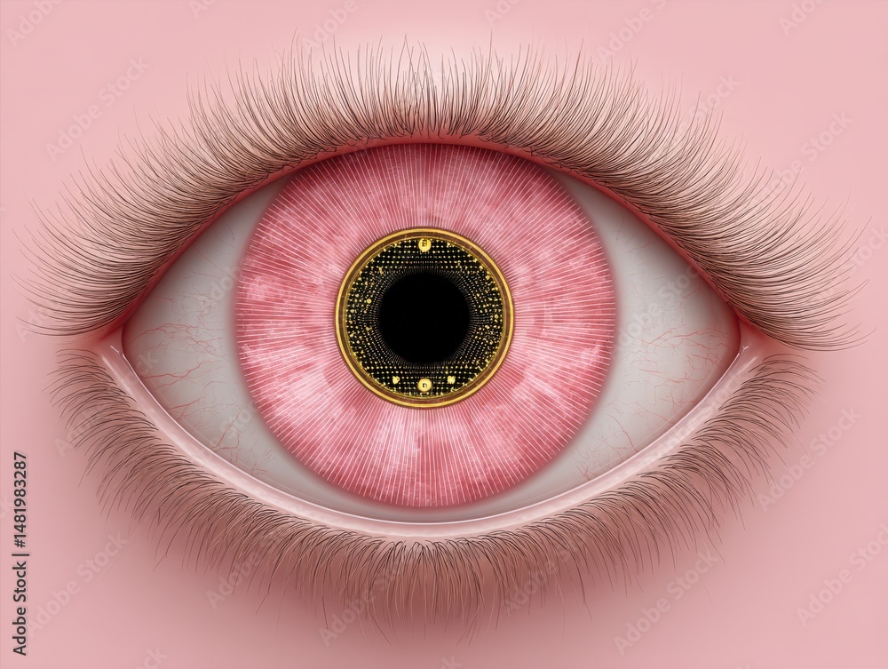 Aufkleber eye with intricate digital technology elements showcasing fusion of biological vision and futuristic