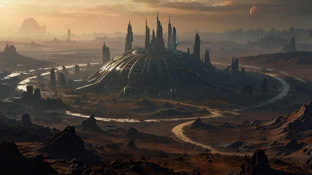 "An abandoned alien city on a tidally locked planet"


