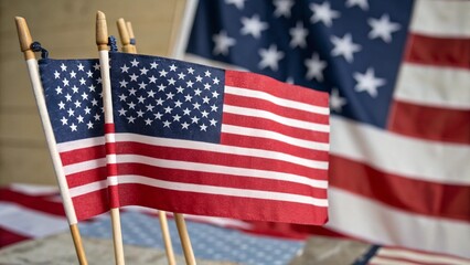 Miniature American Flag on Wooden Sticks for Patriotic Holiday Decor