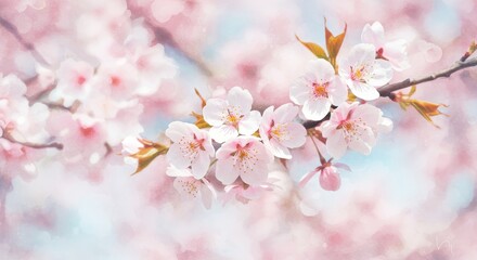 Close Up of Cherry Blossom Flowers on Branch