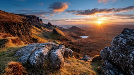 Mountain landscape sunset view