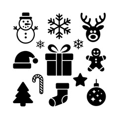 Christmas Vector Icons – Clean Line Art for Apps, Web & Print Design