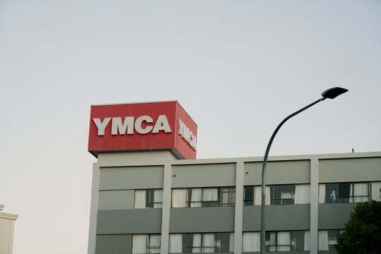 YMCA logo on building facade in urban setting &ndash; editorial photo