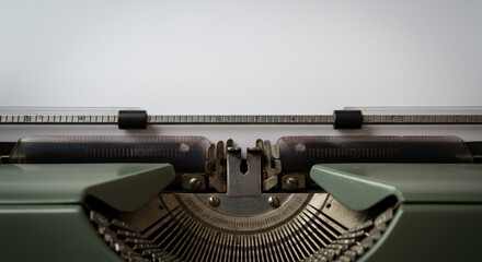 Close Up Photo of Vintage Green Typewriter With Blank Paper