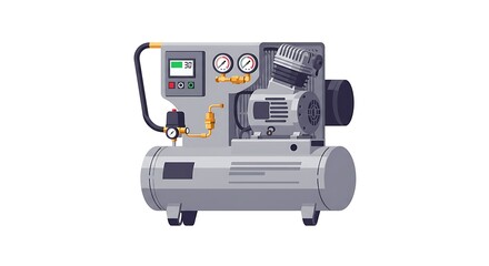 Fototapeta premium Air Compressor Machine Illustration for Workshop Use