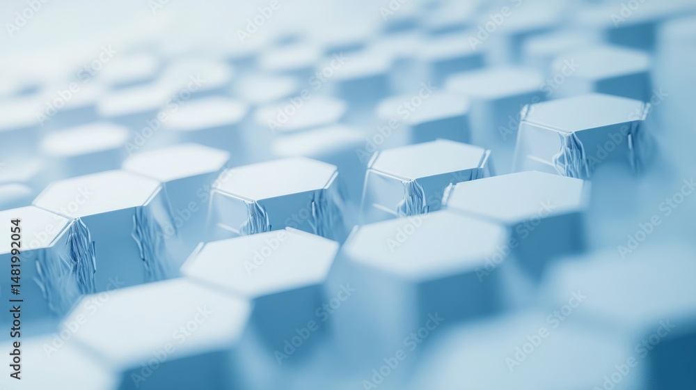 Poster abstract light blue background with interconnected hexagon shapes and subtle geometric patterns for 