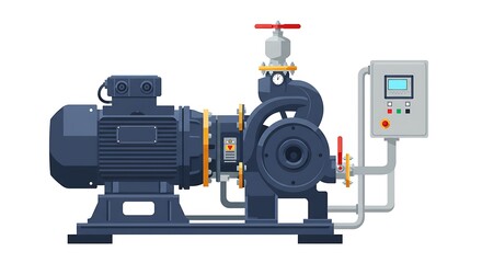 Fototapeta premium Industrial Water Pump System Isolated on White Background
