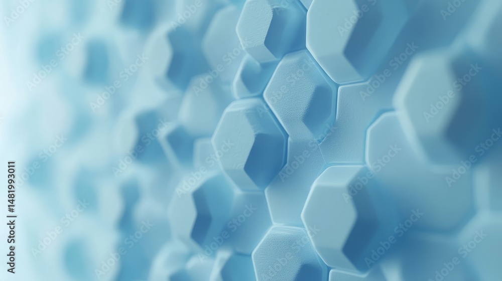 Poster abstract light blue background with interconnected hexagon shapes and subtle geometric patterns for 