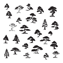 Bonsai vector silhouette Collection